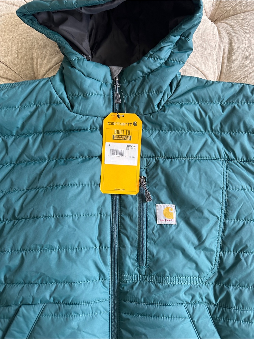 Carhartt Teal Quilted Hooded Puffer Jacket - Picture 2 of 5